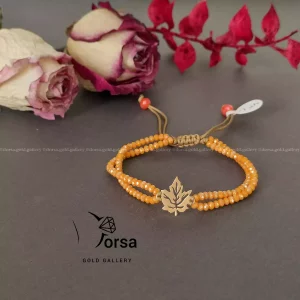 دستبند برگ پاییزی و سنگ کریستالی