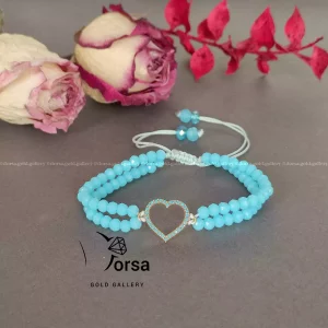 دستبند قلب با سنگ کریستالی