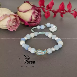 دستبند ترمه و سنگ عقیق آبی